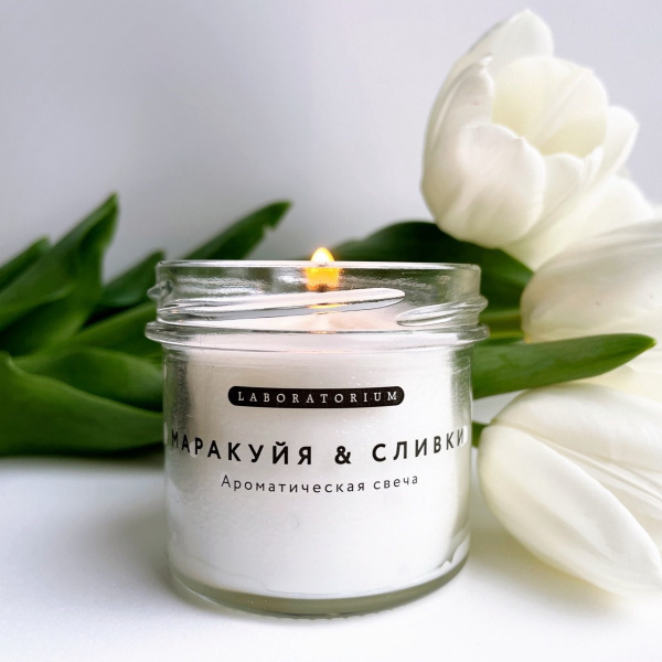 Ароматическая свеча (маракуйя & сливки) 100мл Ароматическая свеча (маракуйя & сливки) 100мл